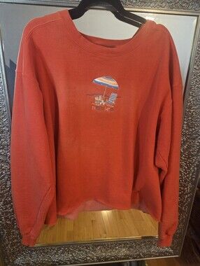 Lee Vintage Orange Naples FL Crewneck Embroided Sweatshirt